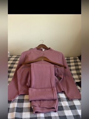 Women's A New Day Cozy Knit Sweater & Pants Set - Dusty Mauve